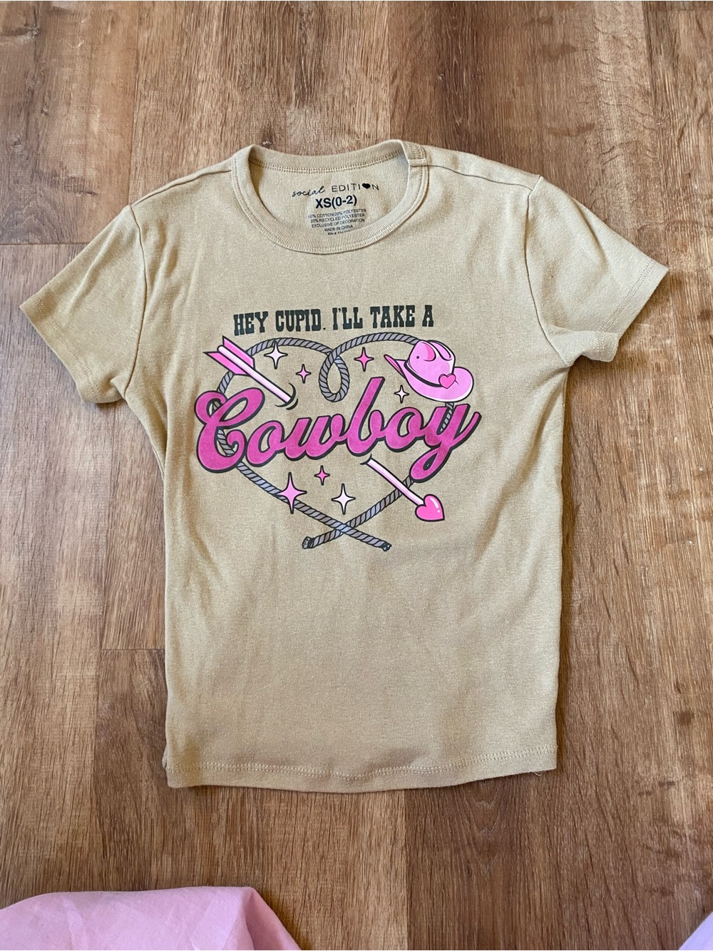 Tan Tee - Hey Cupid I'll Take a Cowboy Graphic